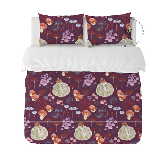 Funda Plumón Burgundy Mushrooms 1 Plaza
