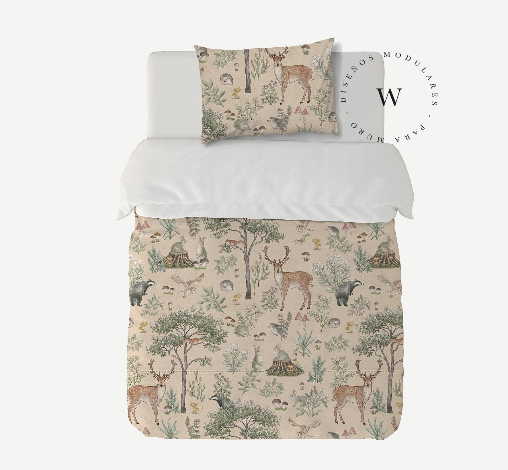 Manta Acolchada (Piecera) Fantastic Forest Beige 210 x 140 cm