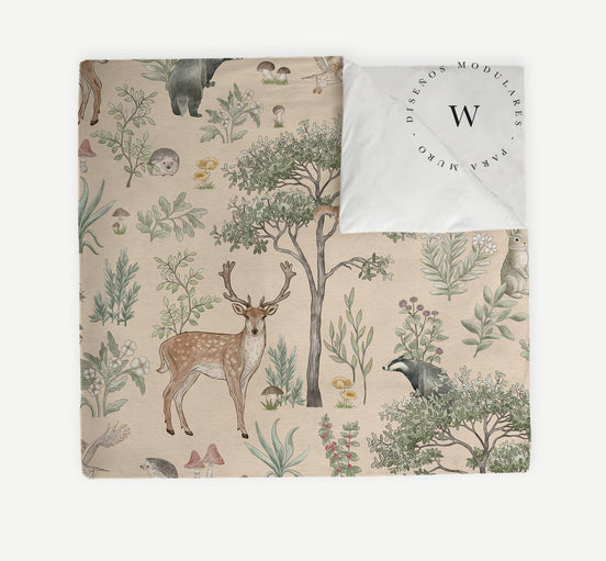 Manta Acolchada (Piecera) Fantastic Forest Beige 180 x 90 cm