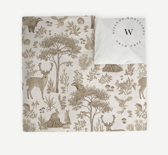 Manta Acolchada (Piecera) Fantastic Forest Vintage White 180 x 90 cm