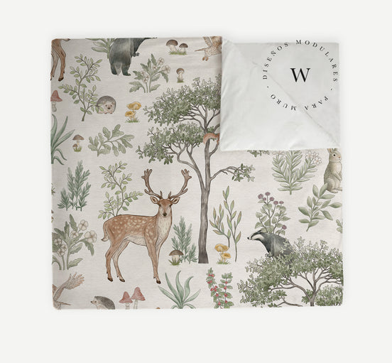 Manta Acolchada (Piecera) Fantastic Forest White 180 x 90 cm