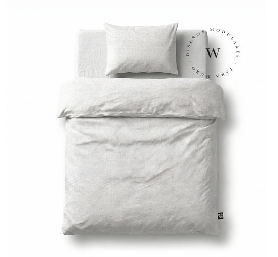 Funda Plumón Lino Blanco Cuna 145 x 105 cm