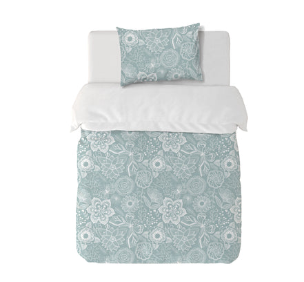Funda Plumón Mint Flower Cuna 145 x 105 cm