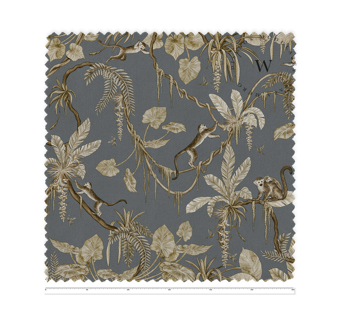 Playful Monkeys Vintage Blue