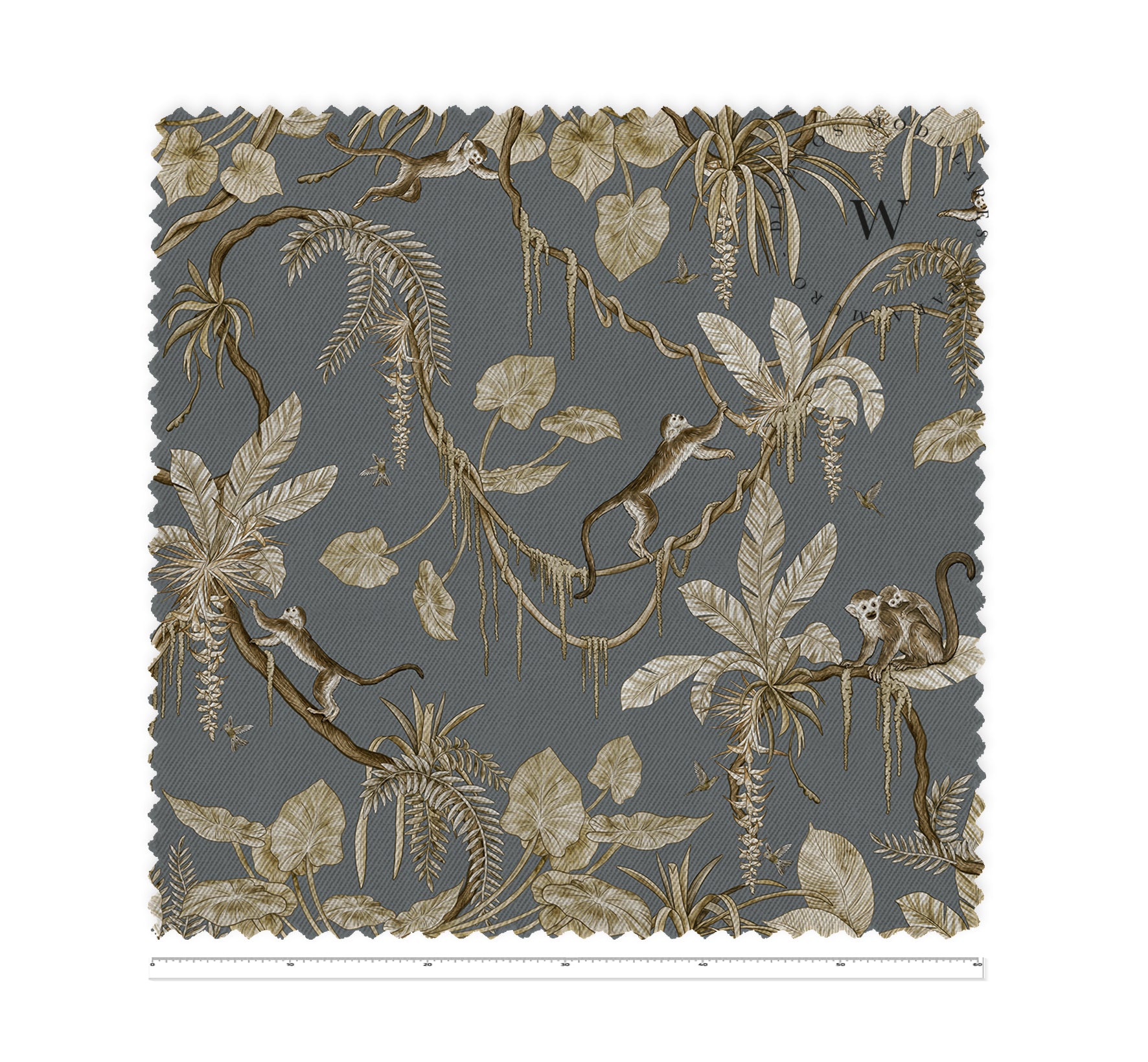 Playful Monkeys Vintage Blue