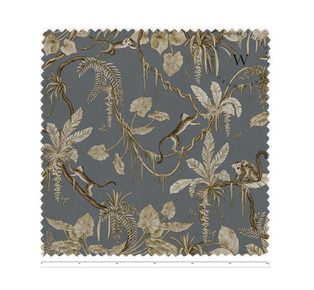 Playful Monkeys Vintage Blue