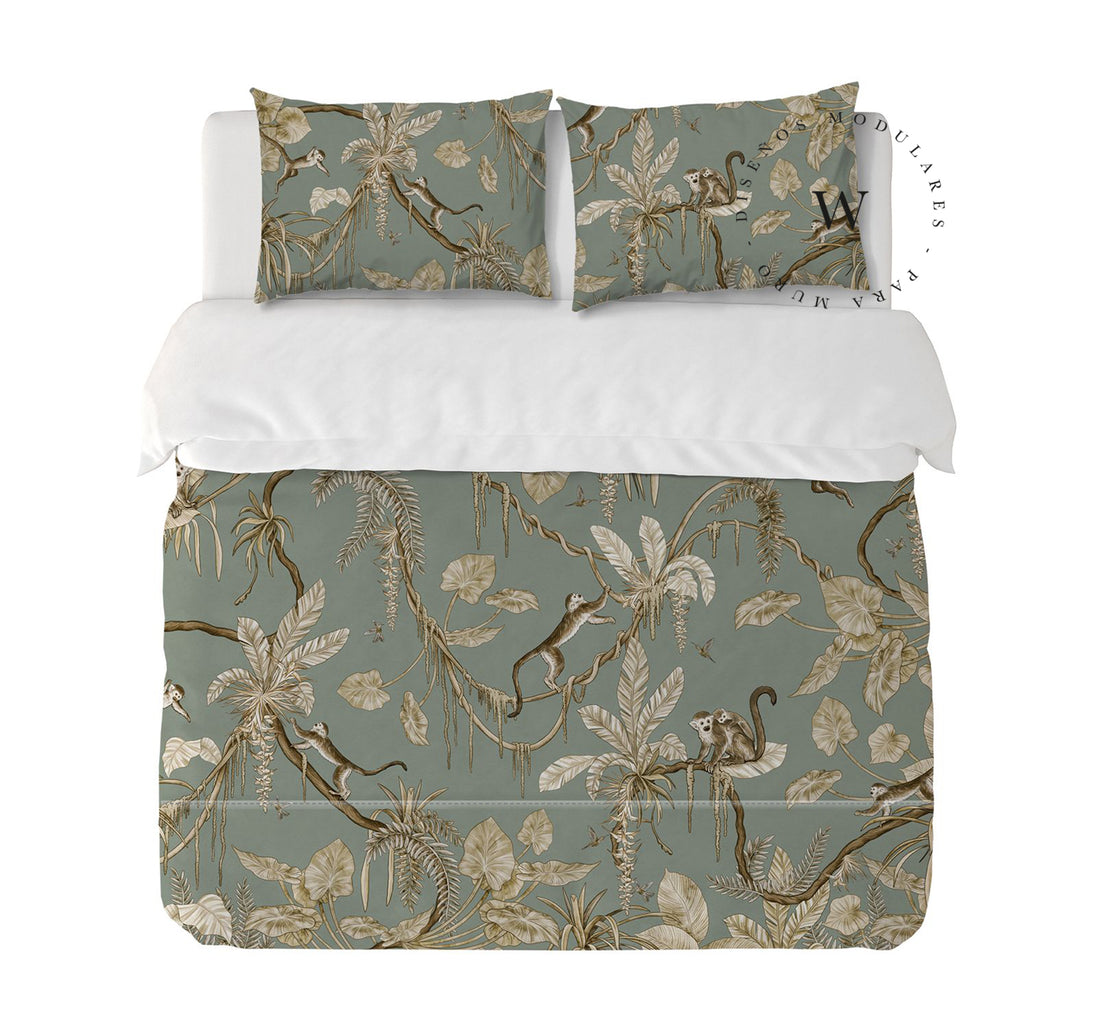 Playful Monkeys Vintage Green