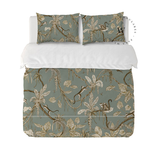 Playful Monkeys Vintage Green