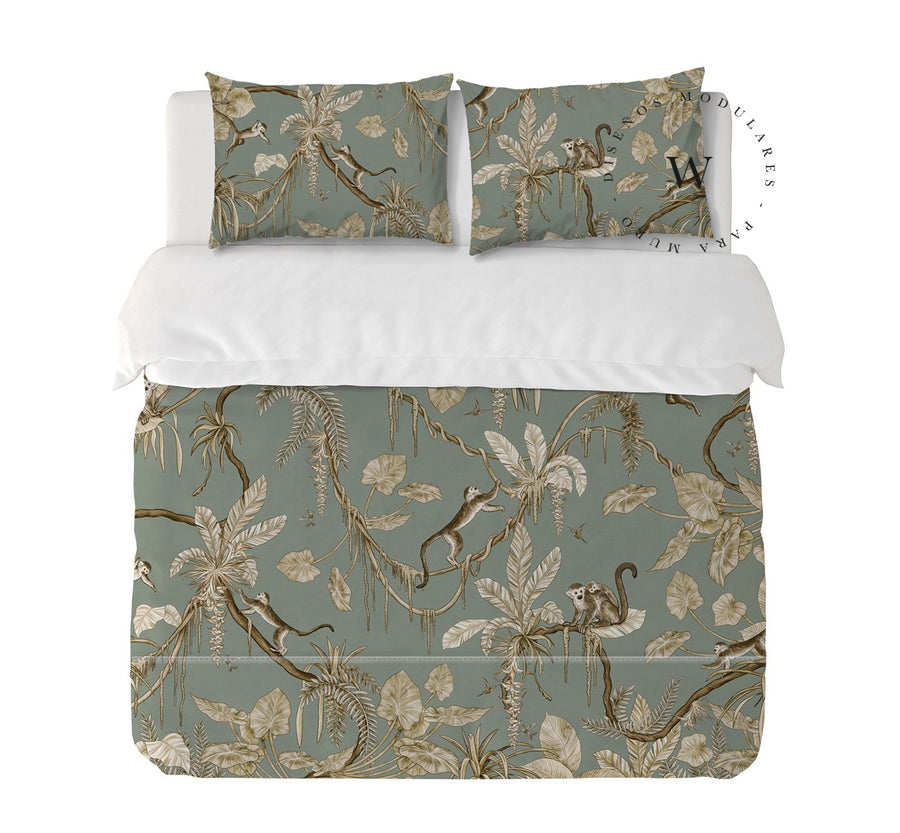 Playful Monkeys Vintage Green