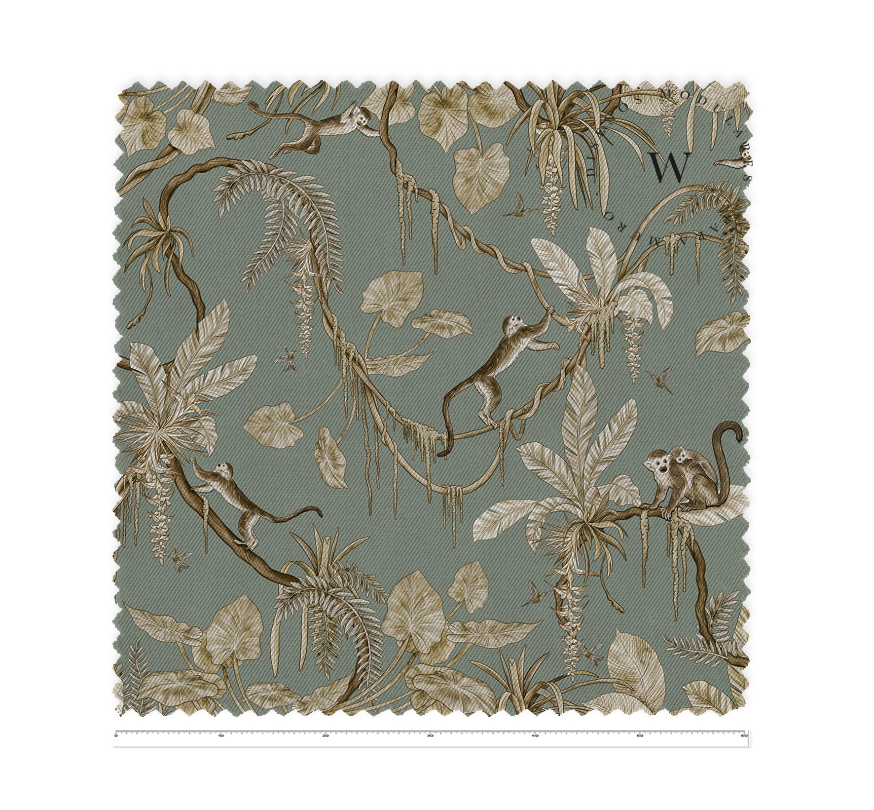 Playful Monkeys Vintage Green