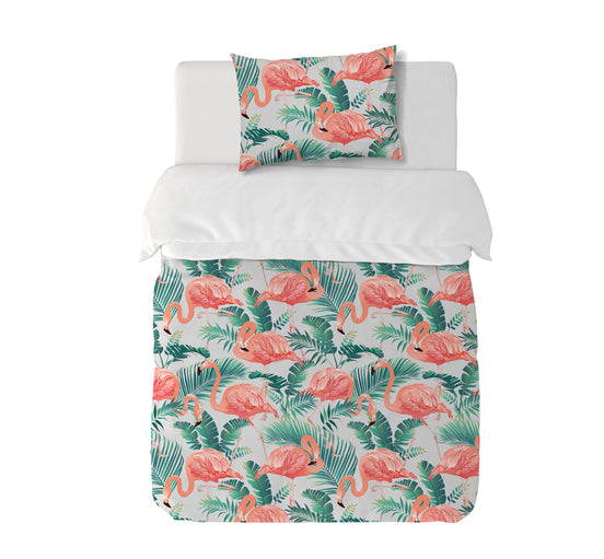 Funda Plumón Tropical Flamingo Cuna 145 x 105 cm