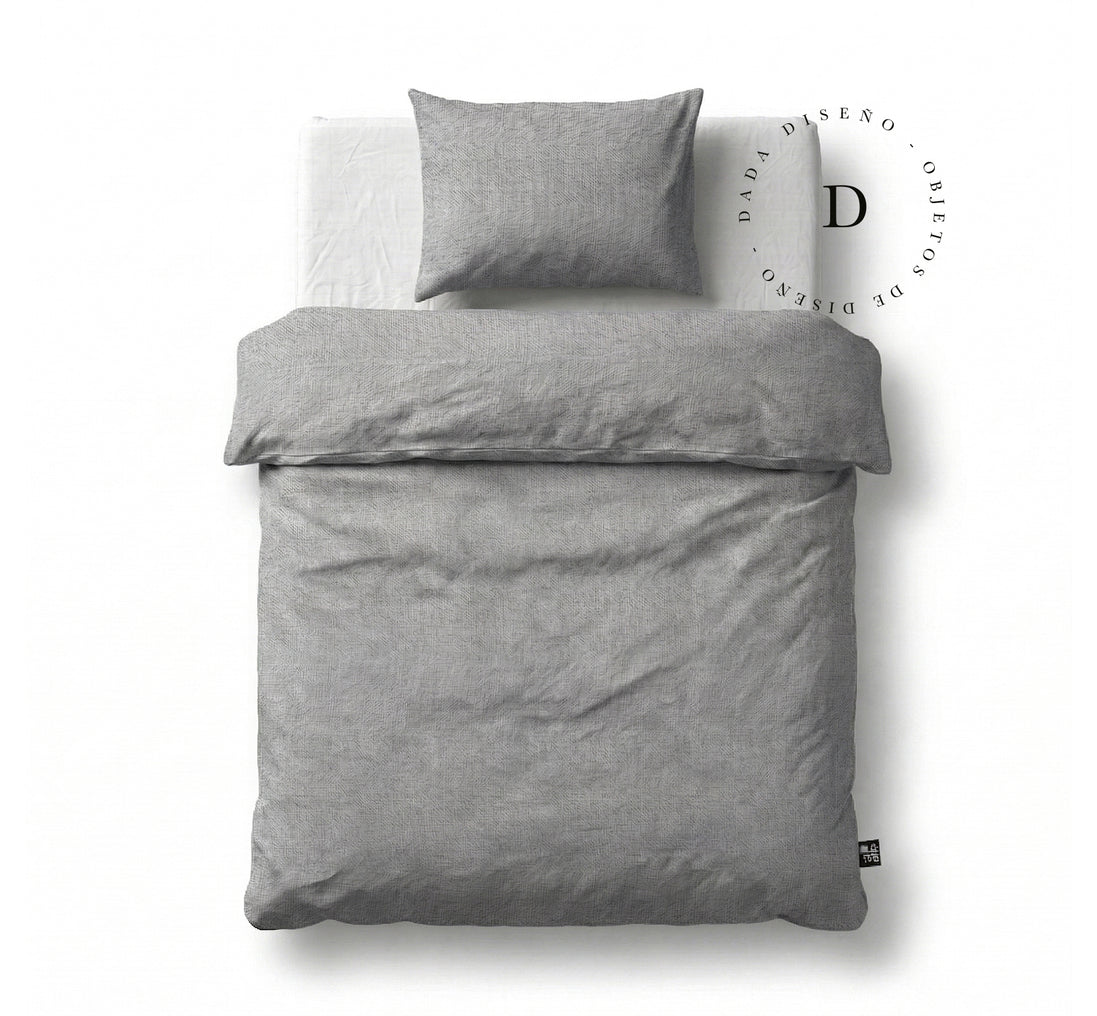 Funda Plumón Lino Gris Cuna 145 x 105 cm