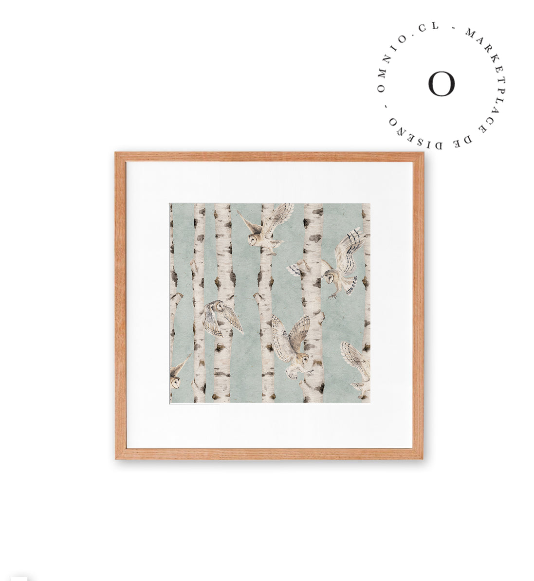 Birch And Owls Blue