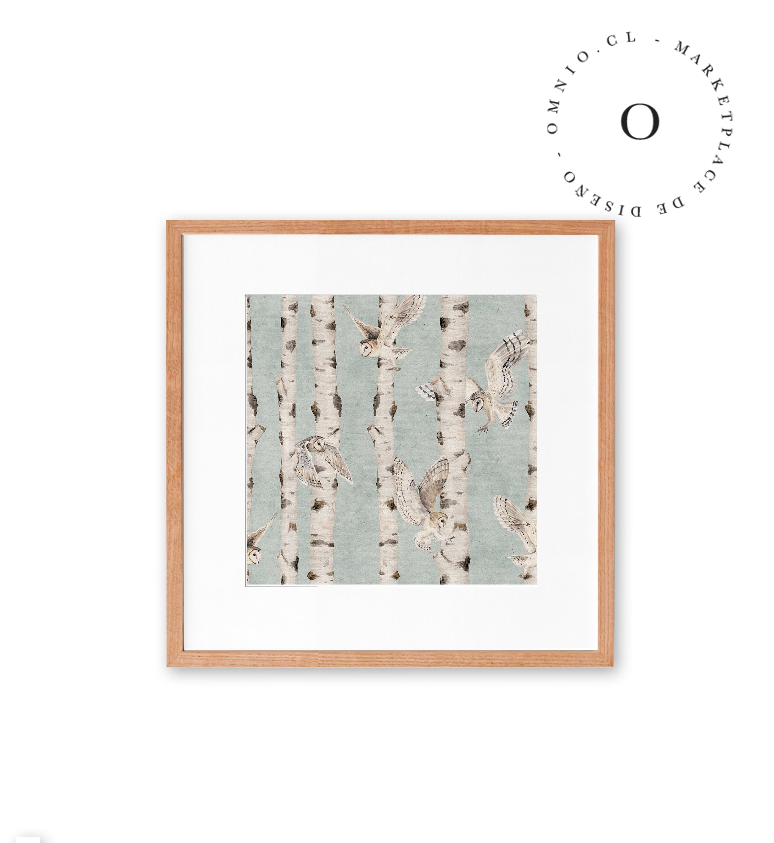 Birch And Owls Blue