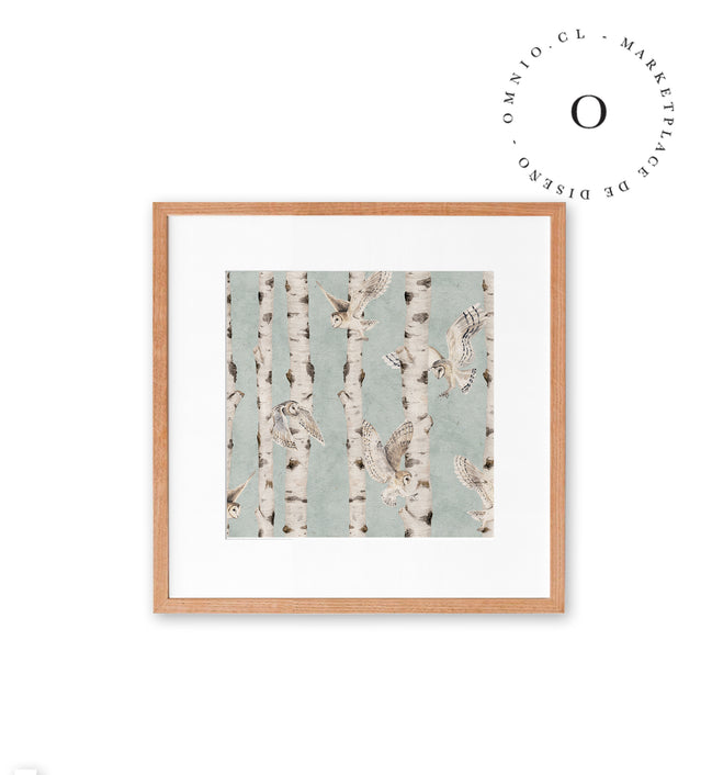 Birch And Owls Blue