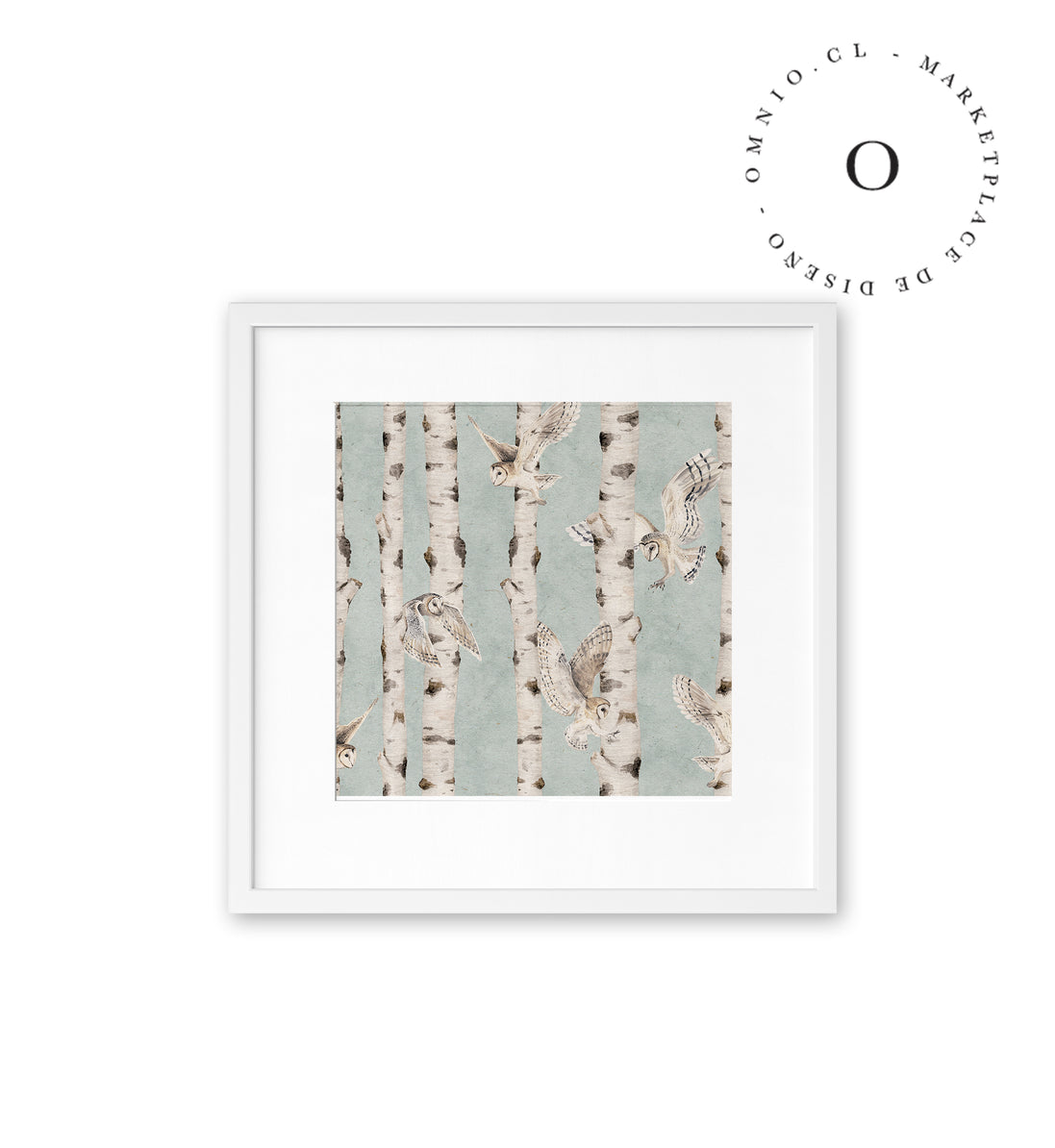 Birch And Owls Blue