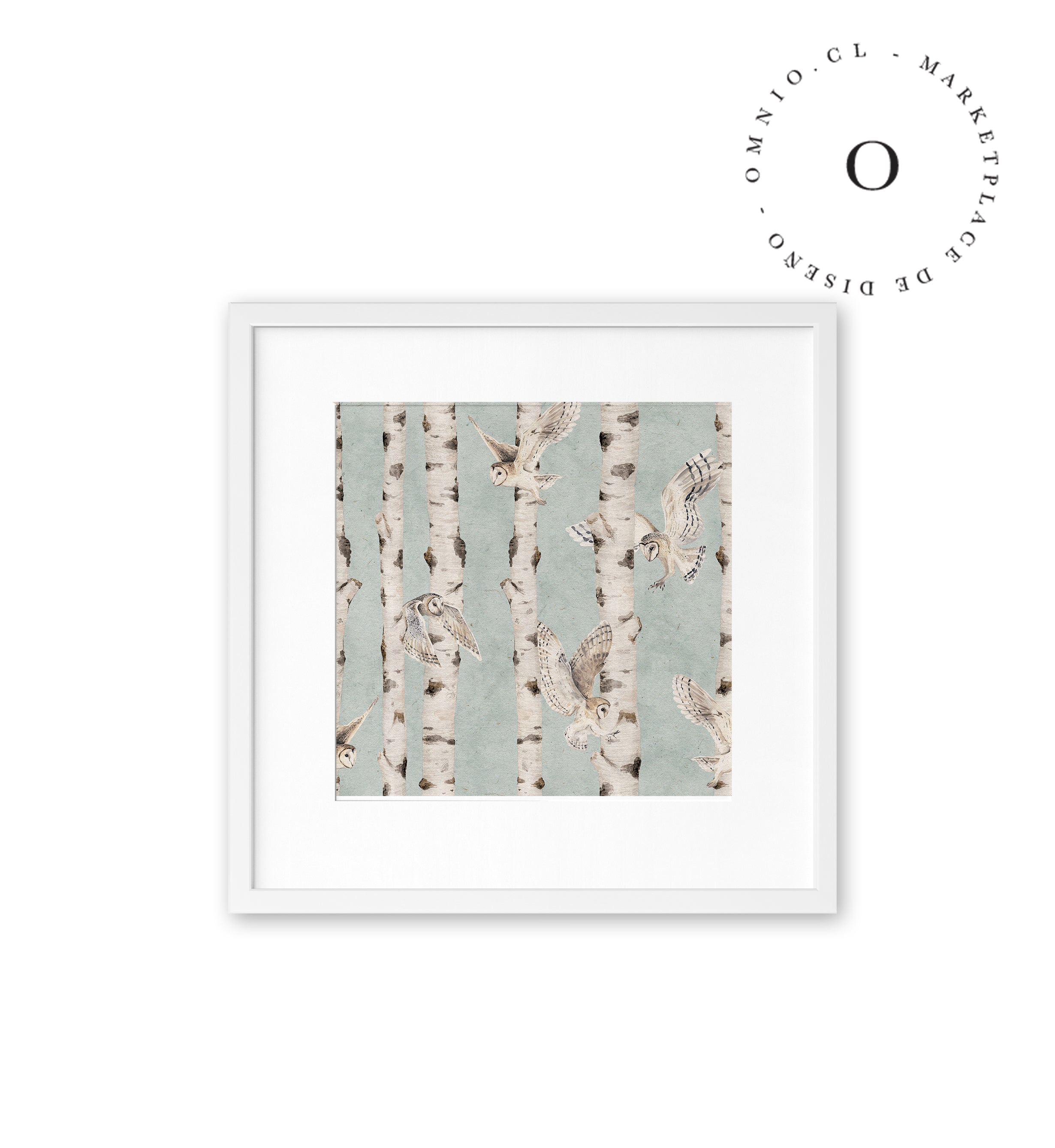 Birch And Owls Blue