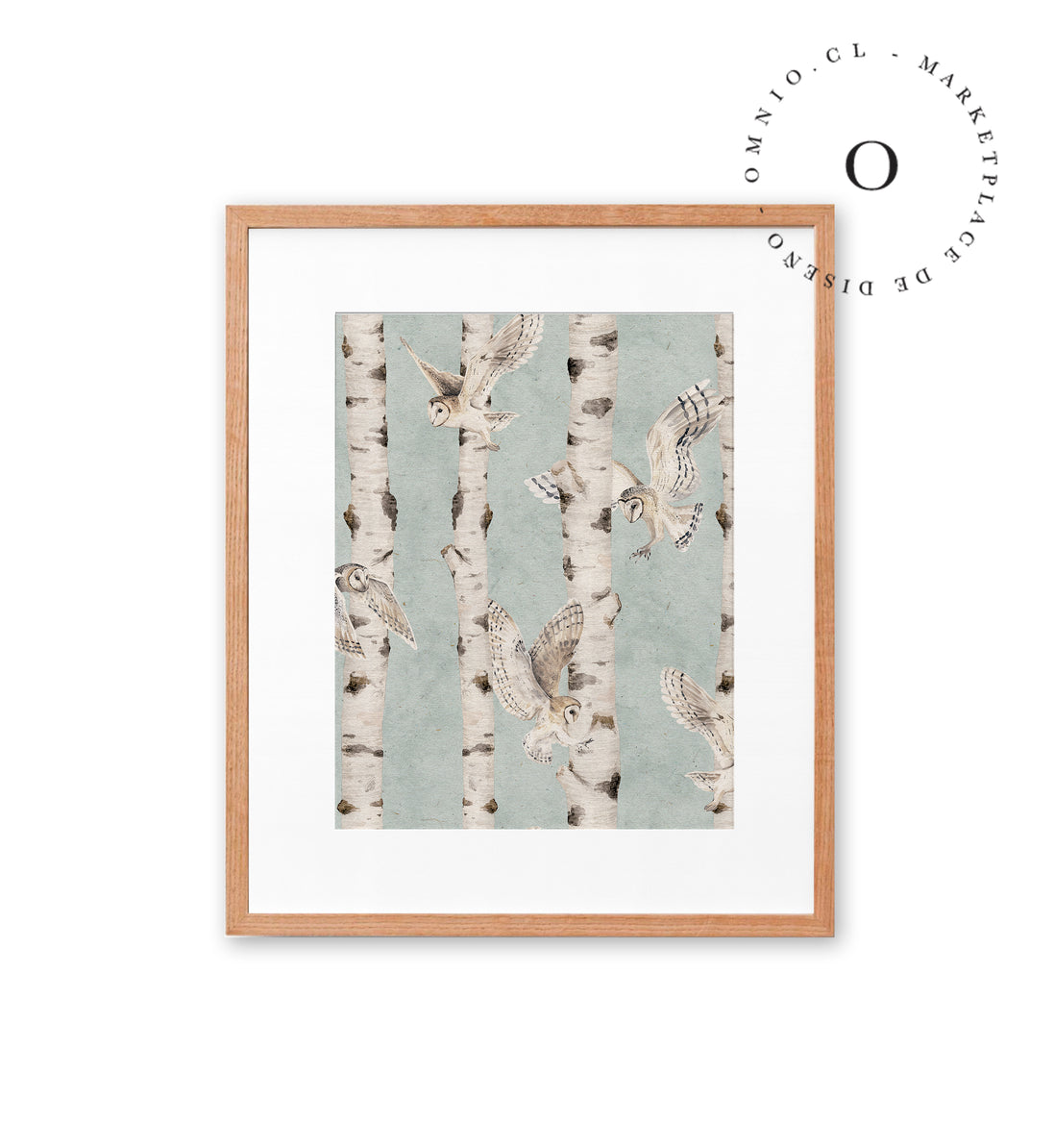 Birch And Owls Blue