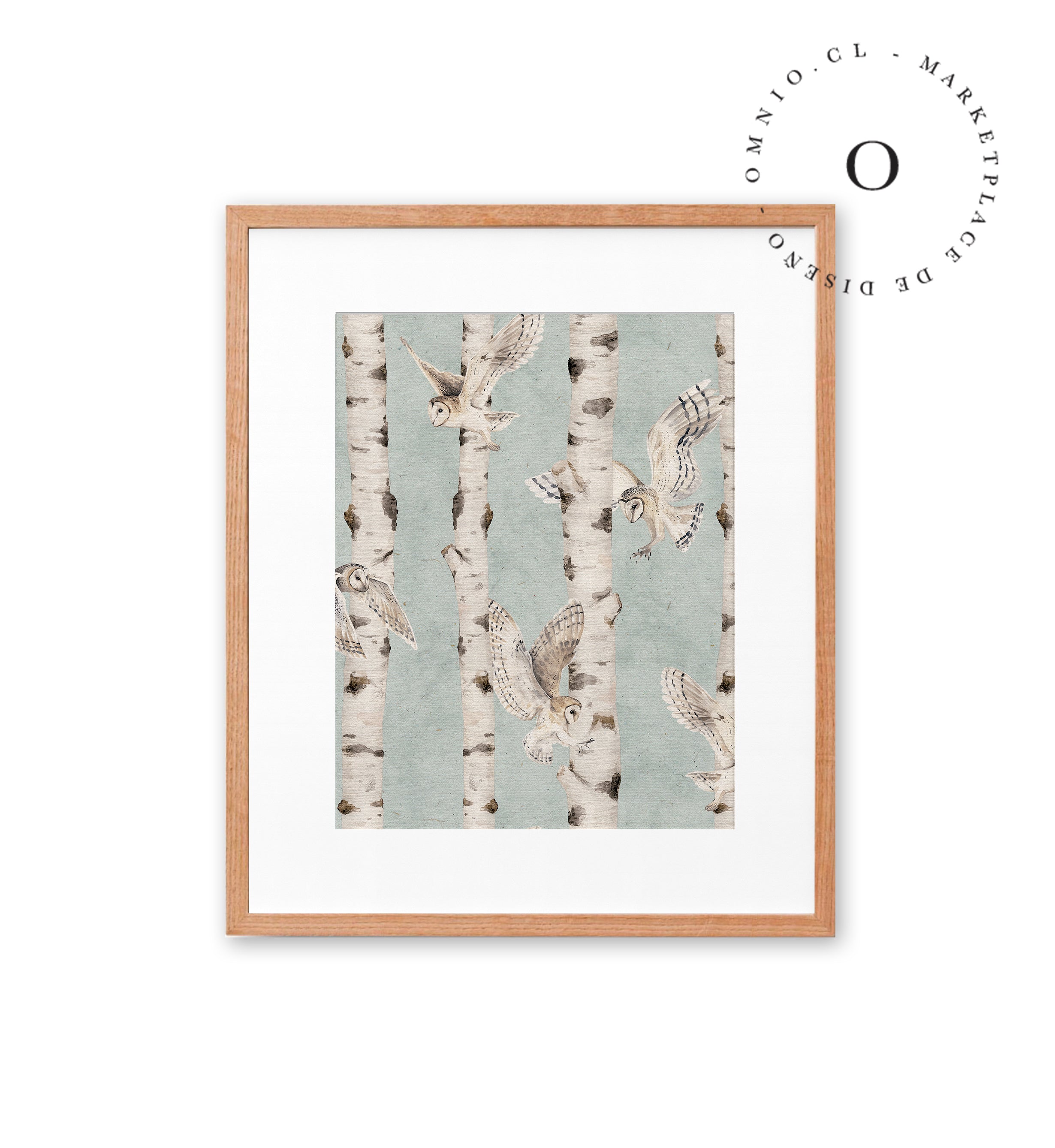 Birch And Owls Blue