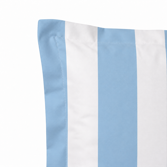 Respaldo de cama recto Rayas Celeste — detalle de la tela