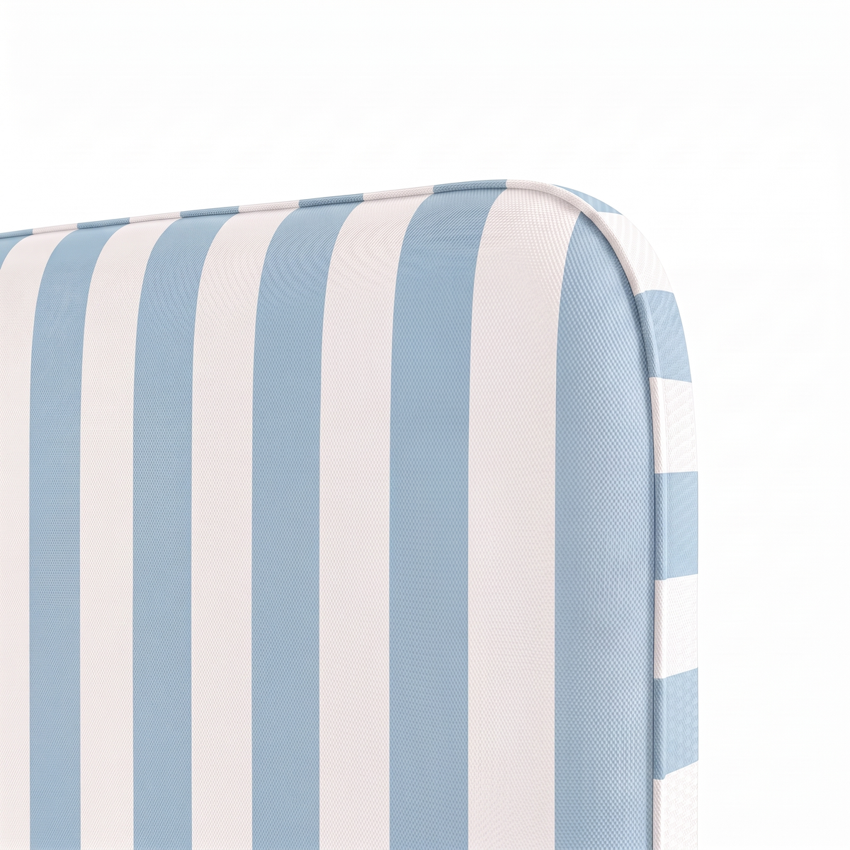 Respaldo de cama Rayas Celeste — detalle de la tela