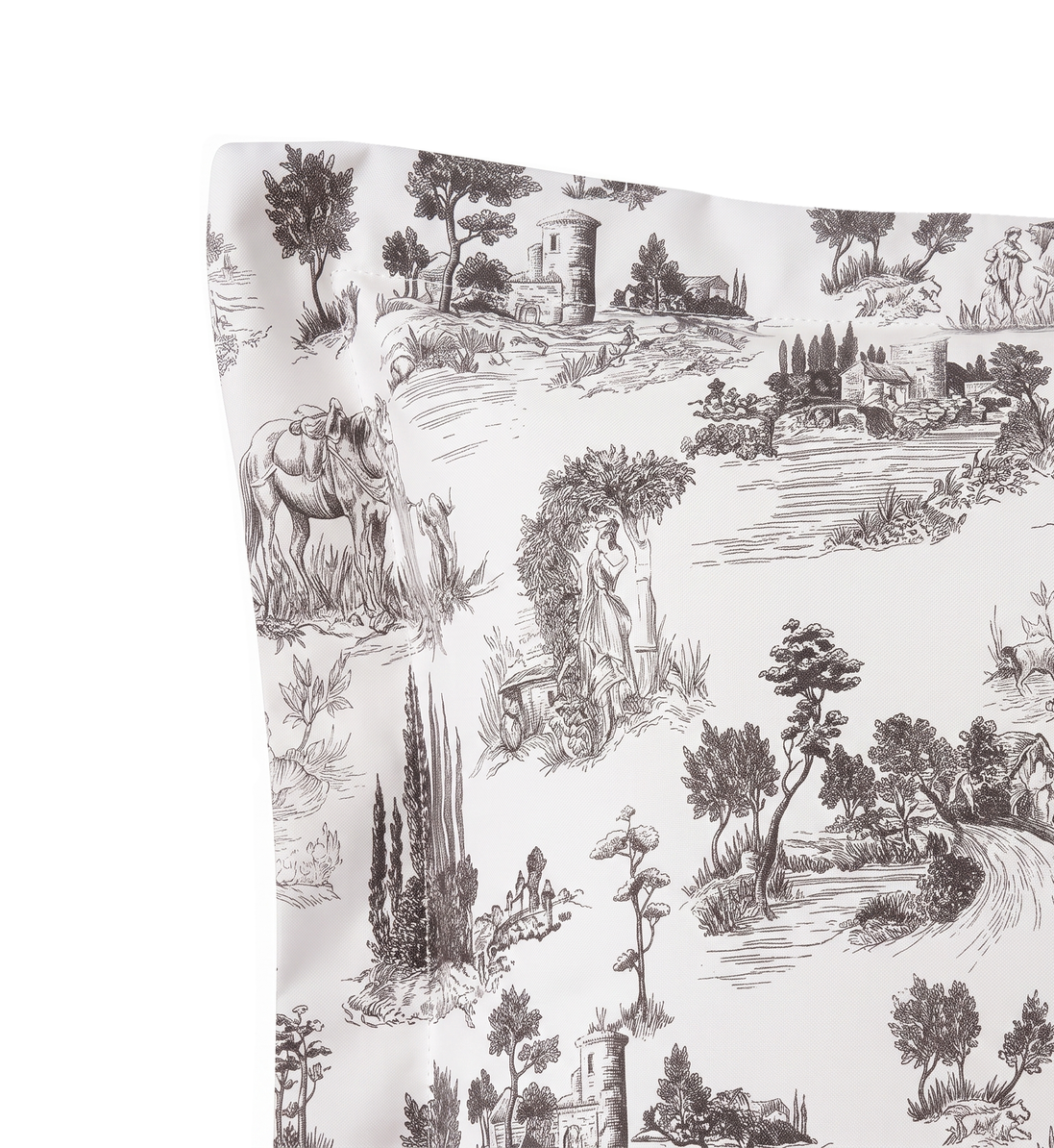 Respaldo de cama recto Toile De Jouy Black — detalle de la tela