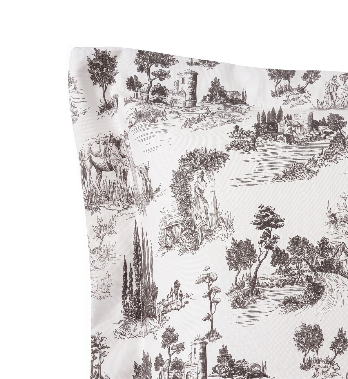 Respaldo de cama recto Toile De Jouy Black — detalle de la tela