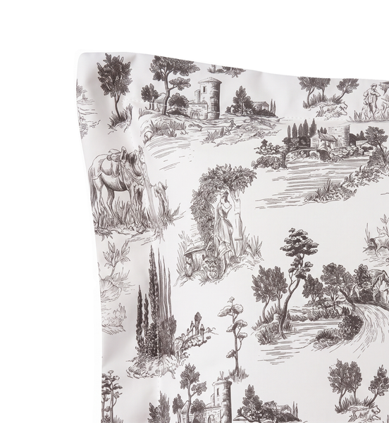 Respaldo de cama recto Toile De Jouy Black — detalle de la tela