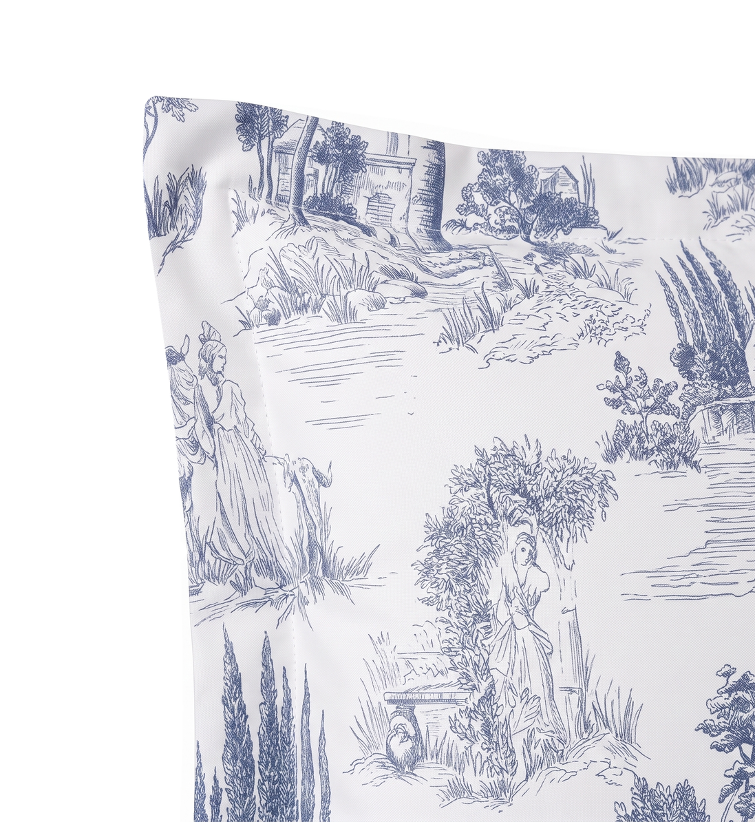 Respaldo de cama recto Toile De Jouy Blue — detalle de la tela