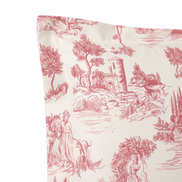 Respaldo de cama recto Toile De Jouy Rojo — detalle de la tela
