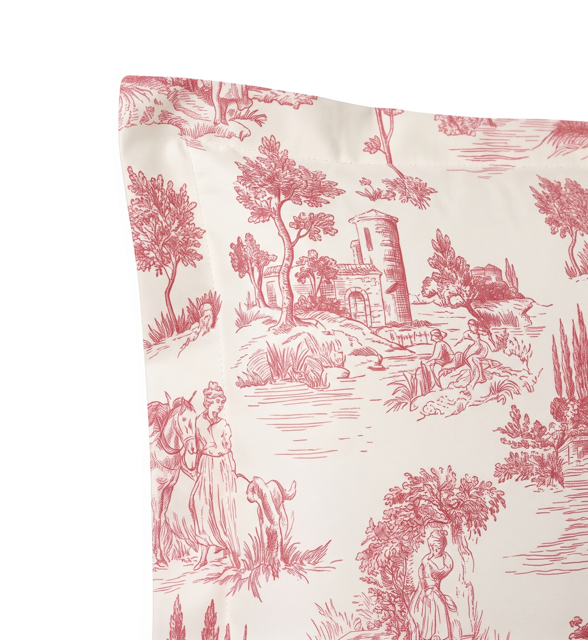 Respaldo de cama recto Toile De Jouy Rojo — detalle de la tela