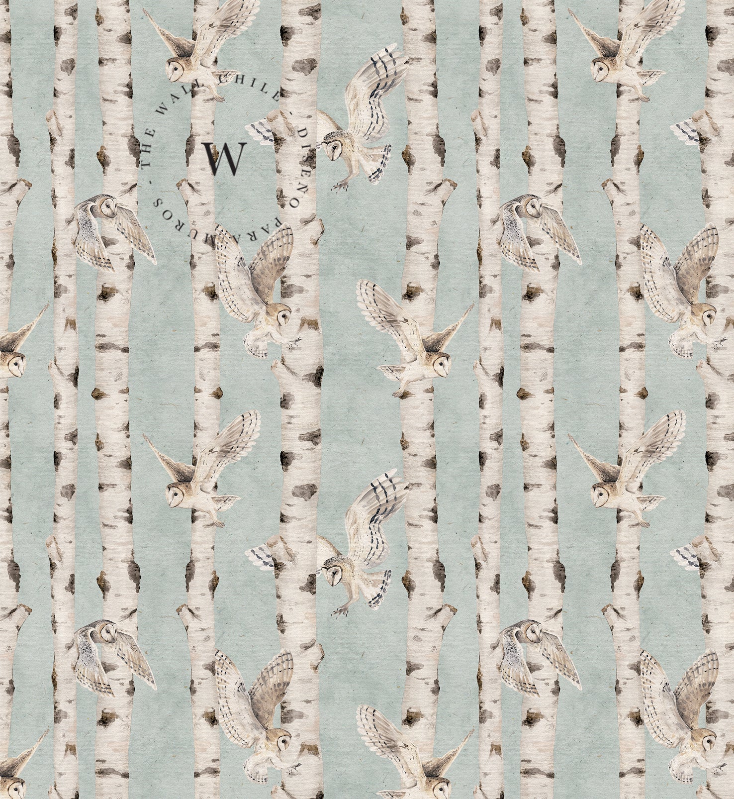 Birch And Owls Blue