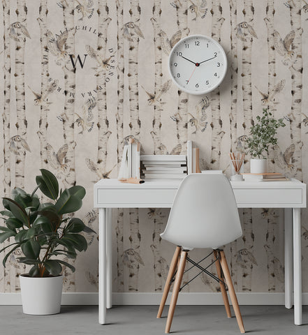 Birch And Owls White