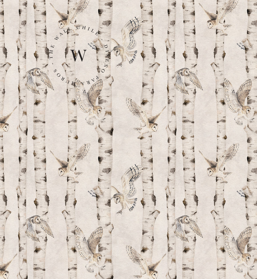 Birch And Owls White