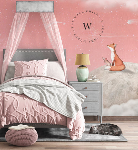 Fox On The Moon Pink