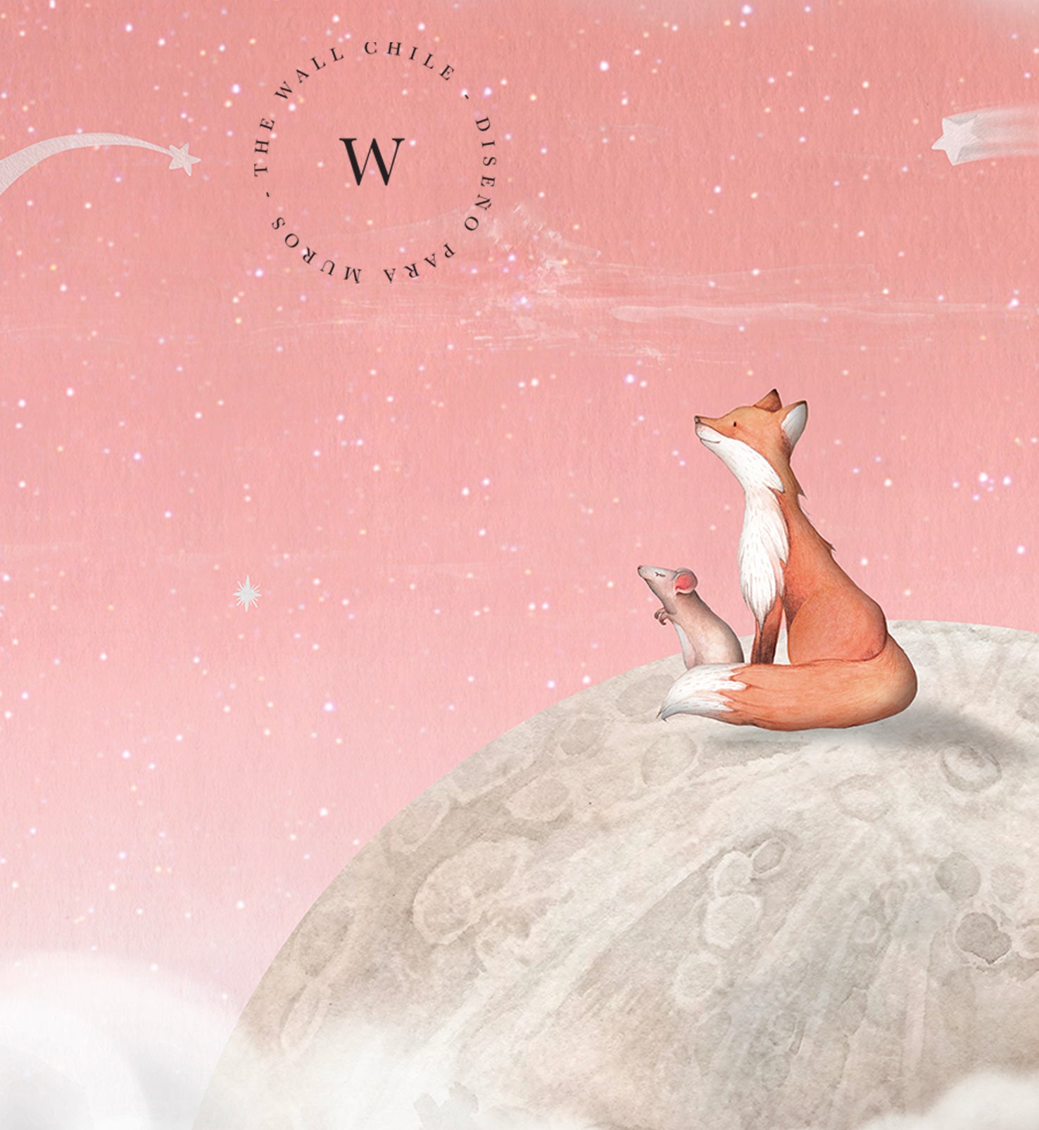 Fox On The Moon Pink