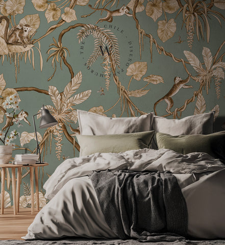 Playful Monkeys – Vintage Green