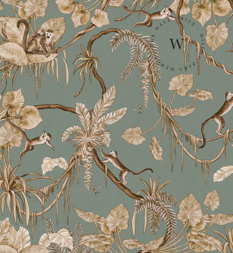 Playful Monkeys – Vintage Green