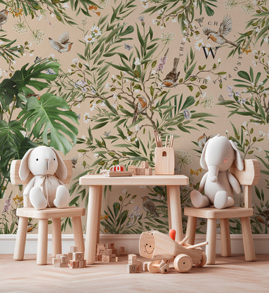 Playful Robins – Beige