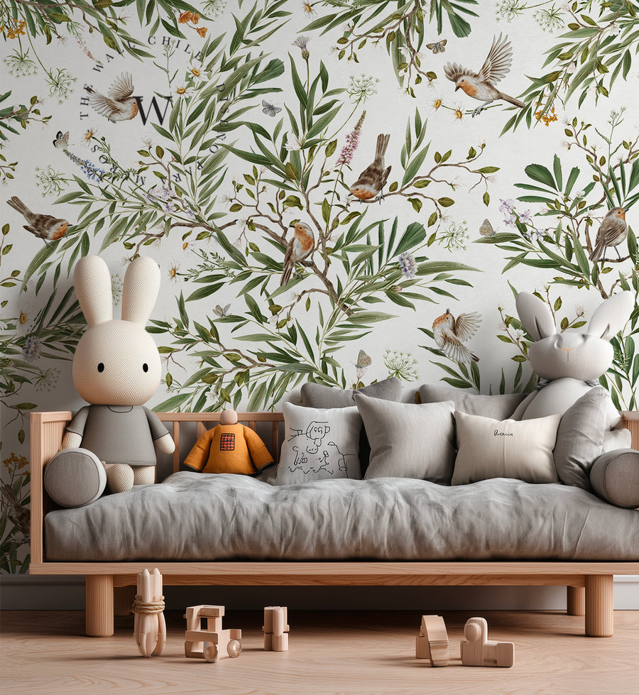Playful Robins – White