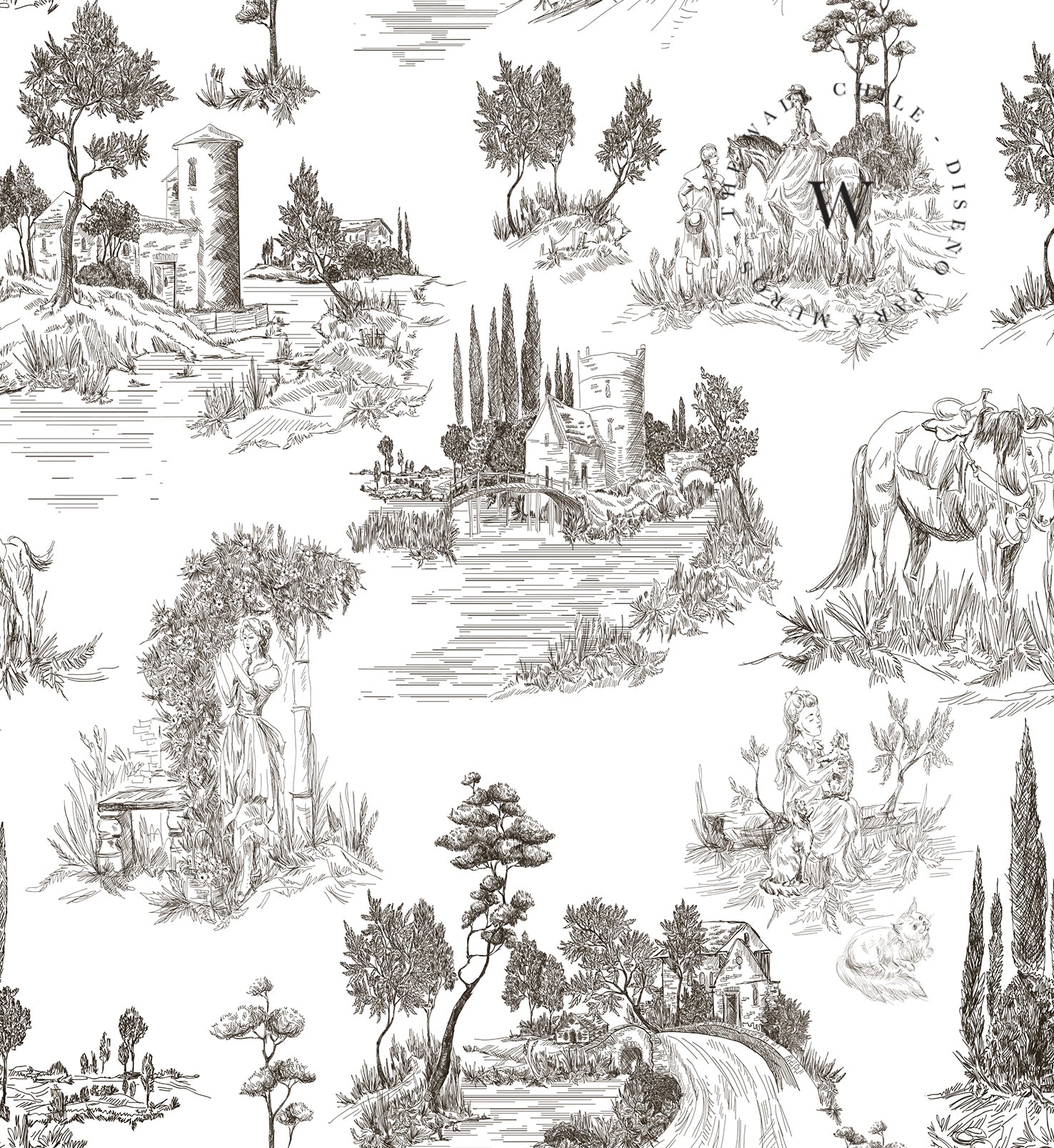 Toile De Jouy Black