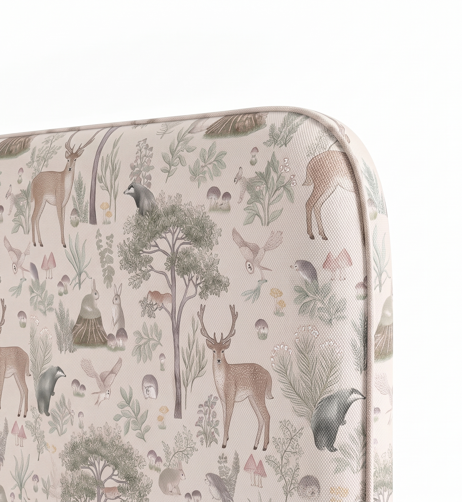 Respaldo de cama Fantastic Forest Beige — detalle de la tela