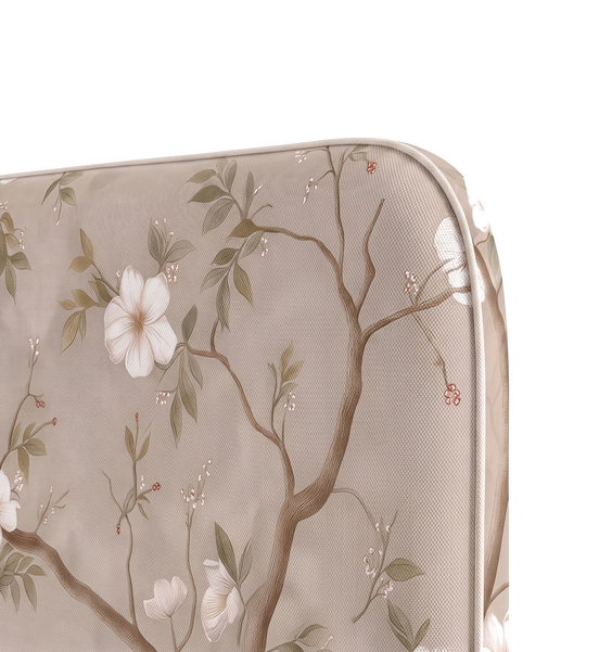 Respaldo de cama Golden Blossom — detalle de la tela