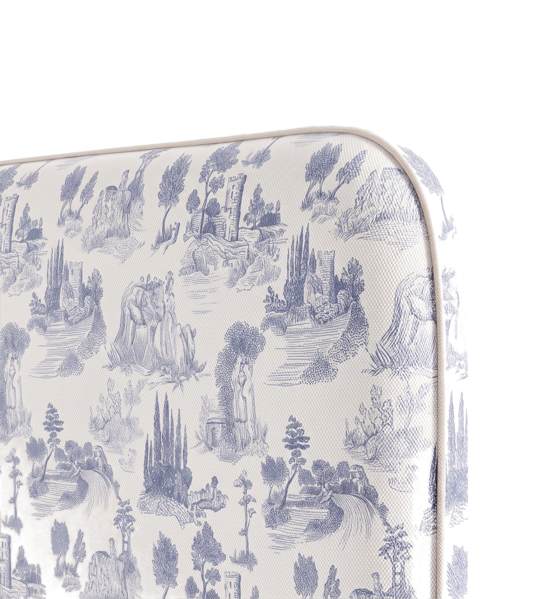 Respaldo de cama Toile de Jouy Blue — detalle de la tela