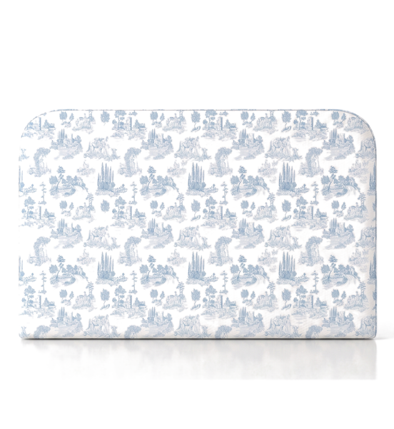 Respaldo de cama Toile de Jouy Celeste — vista frontal