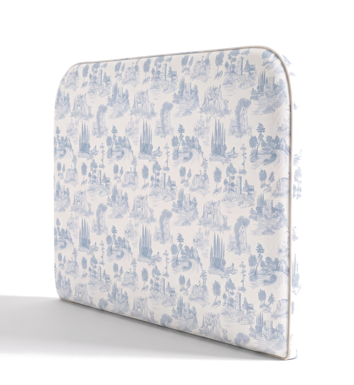 Respaldo de cama Toile de Jouy Celeste — vista lateral