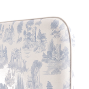 Respaldo de cama Toile de Jouy Celeste — detalle de la tela