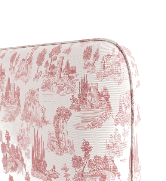 Respaldo de cama Toile de Jouy Rojo — detalle de la tela