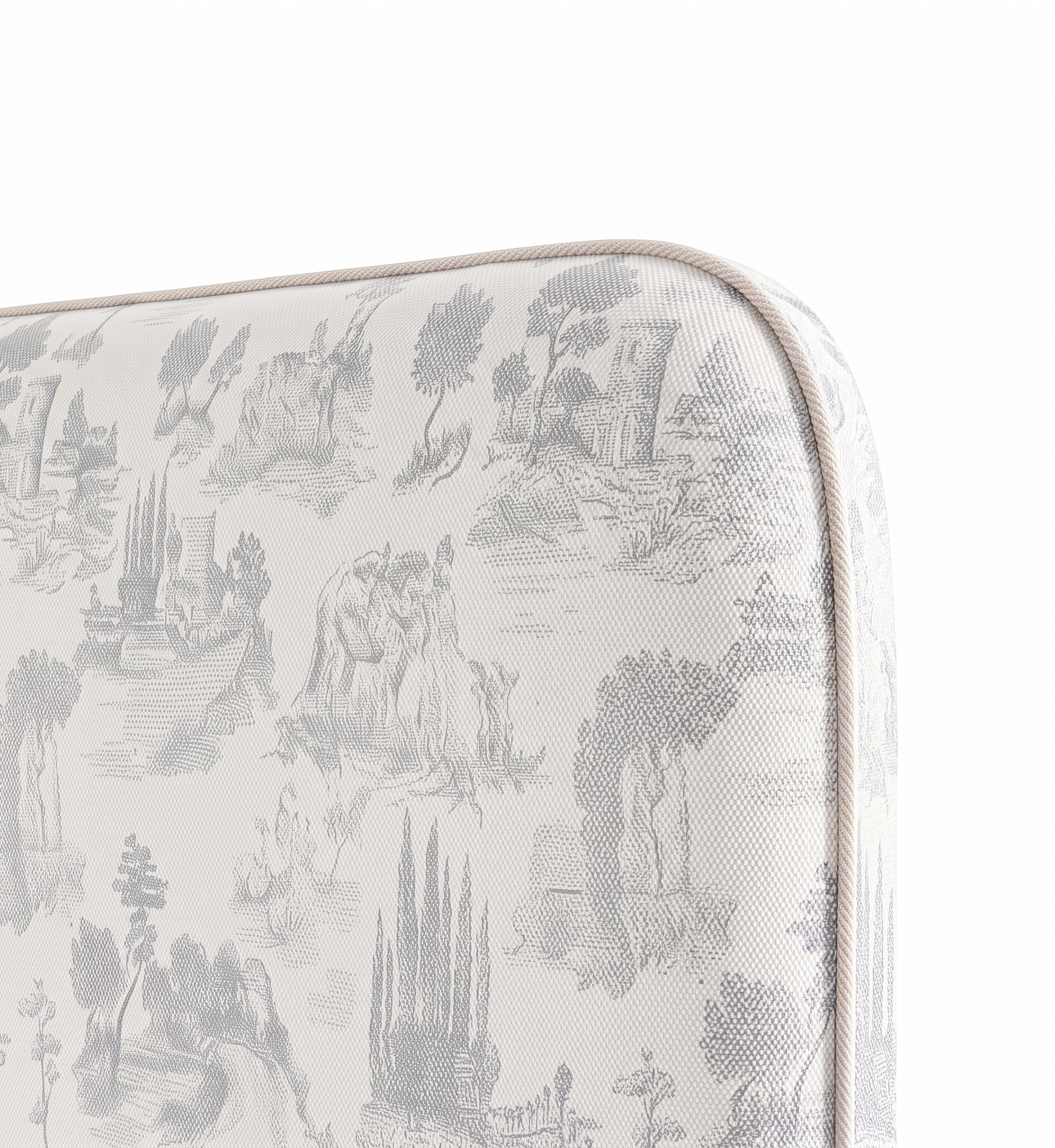 Respaldo de cama Toile Gris — detalle de la tela