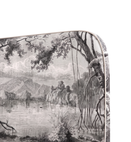Respaldo de cama Vintage Landscape — detalle de la tela